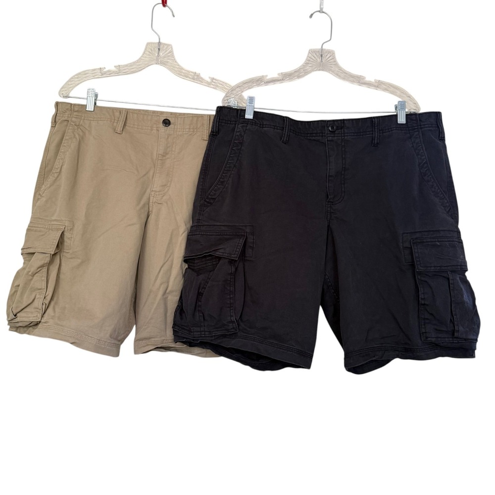 Gap Men Lot 2 Cargo Shorts 38 Tan Black Utility Outdoor Workwear Gorpcore Casual